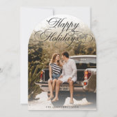 Elegant Script Modern Arch 1 Photo Christmas Card Kaart (Voorkant)