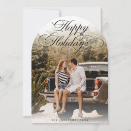 Elegant Script Modern Arch 1 Photo Christmas Card Kaart