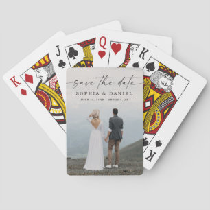 Elegant Script Modern Bewaar de datum Pokerkaarten
