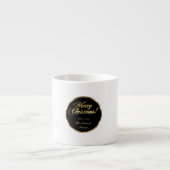 Elegant Script Modern Black en Gold Kerstmis Espresso Kop (Voorkant)