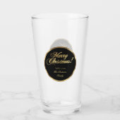 Elegant Script Modern Black en Gold Kerstmis Glas (Achterkant)