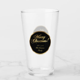 Elegant Script Modern Black en Gold Kerstmis Glas