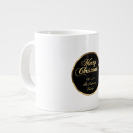 Elegant Script Modern Black en Gold Kerstmis Grote Koffiekop