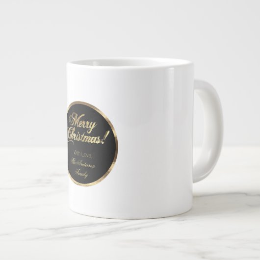 Elegant Script Modern Black en Gold Kerstmis Grote Koffiekop (Voorkant rechts)