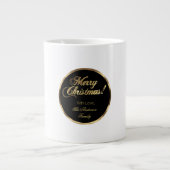 Elegant Script Modern Black en Gold Kerstmis Grote Koffiekop (Voorkant)