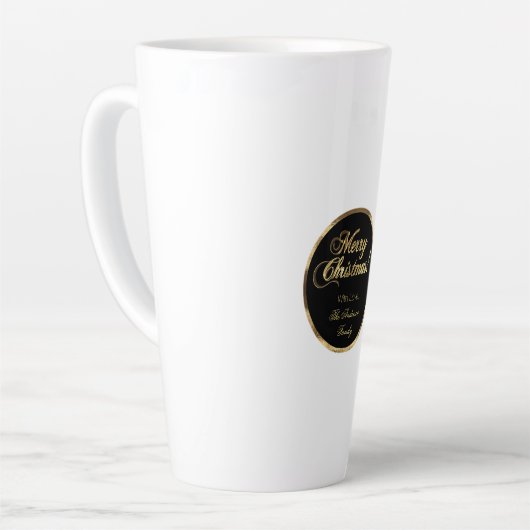 Elegant Script Modern Black en Gold Kerstmis Latte Mok (Linkerhoek)