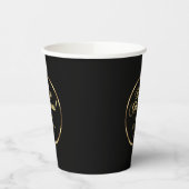 Elegant Script Modern Black en Gold Kerstmis Papieren Bekers (Links)