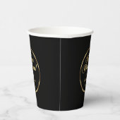 Elegant Script Modern Black en Gold Kerstmis Papieren Bekers (Rechts)