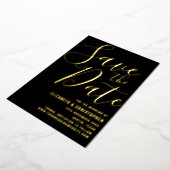 Elegant Script Modern Black & Gold Save the Date Folie Uitnodiging (Gedraaid)