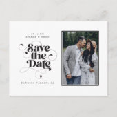 Elegant Script Modern Black White Art Design Foto Aankondigingskaart (Voorkant)