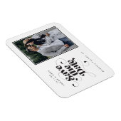 Elegant Script Modern Black White Art Design Foto Magneet (Rechterzijde)