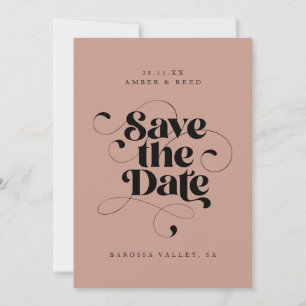 Elegant Script Modern Blush Pink Art Design Foto Save The Date