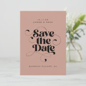 Elegant Script Modern Blush Pink Art Design Foto Save The Date (Staand voorkant)
