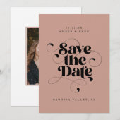 Elegant Script Modern Blush Pink Art Design Foto Save The Date (Voorkant / Achterkant)