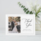 Elegant Script Modern Boho Huwelijks Foto  Bedankkaart (Staand voorkant)