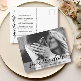 Elegant Script Modern bruiloft verloving Foto Briefkaart