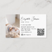 Elegant Script Modern Chic Foto QR-code Visitekaartje (Achterkant)