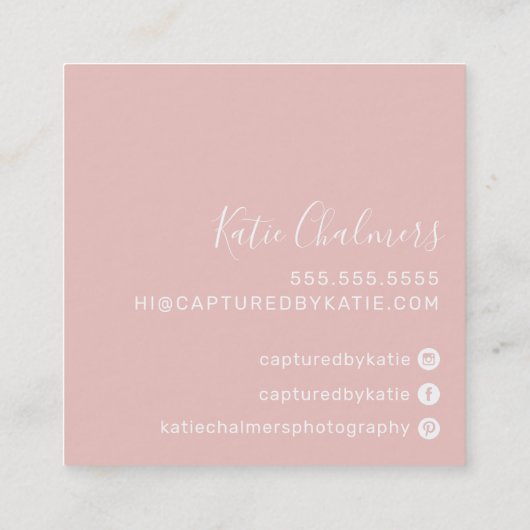 ELEGANT script modern chic  goud blush roze Vierkante Visitekaartje (Achterkant)