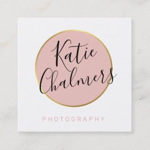 ELEGANT script modern chic goud blush roze Vierkante Visitekaartje
