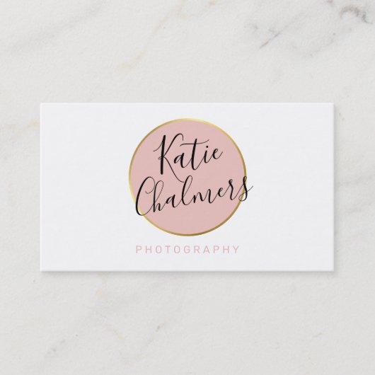 ELEGANT script modern chic goud blush roze Visitekaartje (Voorkant)