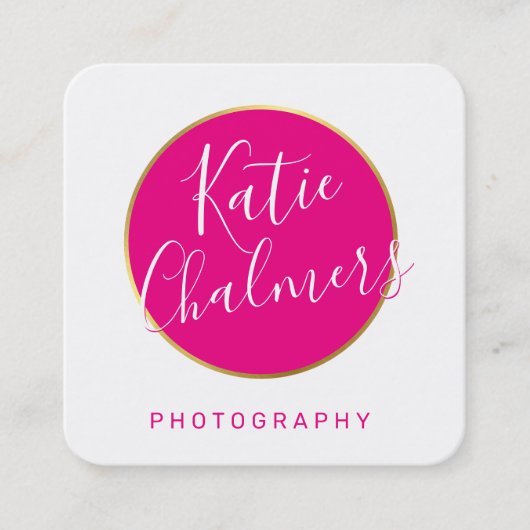 ELEGANT script modern chic goud heet roze Vierkante Visitekaartje (Voorkant)