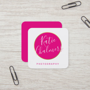 ELEGANT script modern chic  goud heet roze Vierkante Visitekaartje