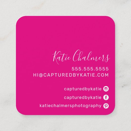 ELEGANT script modern chic  goud heet roze Vierkante Visitekaartje (Achterkant)