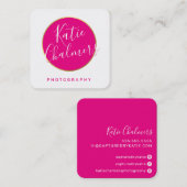 ELEGANT script modern chic goud heet roze Vierkante Visitekaartje (Voorkant / Achterkant)