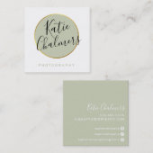 ELEGANT script modern chic  gouden salie groen Vierkante Visitekaartje (Voorkant / Achterkant)