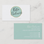 ELEGANT script modern chique  gouden mint groen Visitekaartje (Voorkant / Achterkant)