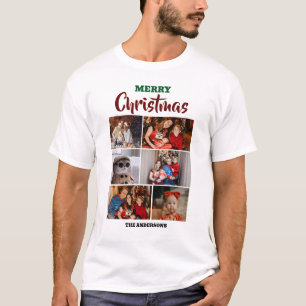 Elegant Script Modern Christmas Family Foto T-shirt