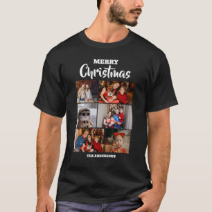 Elegant Script Modern Christmas Family Foto T-shirt
