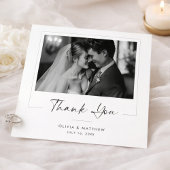 Elegant Script Modern Classic Newlywed Photo Bedankkaart