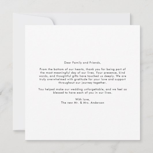 Elegant Script Modern Classic Newlywed Photo Bedankkaart (Achterkant)