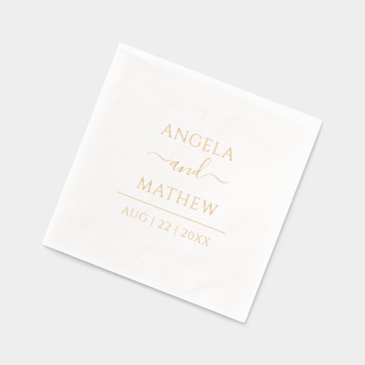 Elegant script Modern Custom Wedding Gold Folie Servetten (Links)