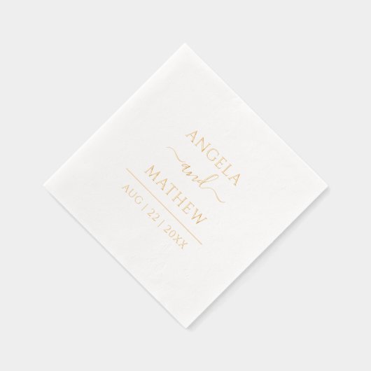 Elegant script Modern Custom Wedding Gold Folie Servetten (Rechts)