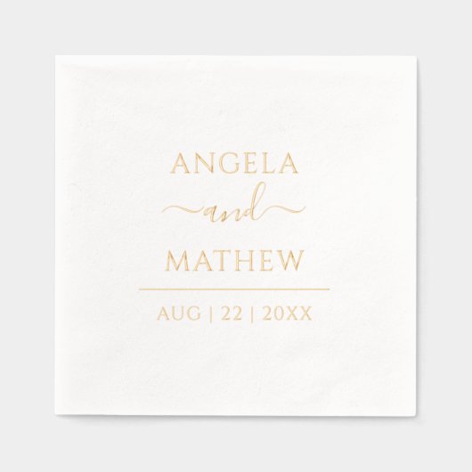 Elegant script Modern Custom Wedding Gold Folie Servetten (Voorkant)