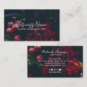 Elegant Script Modern Dark & Moody Flowers Visitekaartje (Voorkant / Achterkant)