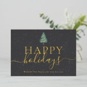 Elegant script modern festive pine tree Business Folie Feestdagenkaart (Staand Voorkant)