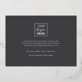 Elegant script modern festive pine tree Business Folie Feestdagenkaart (Achterkant)