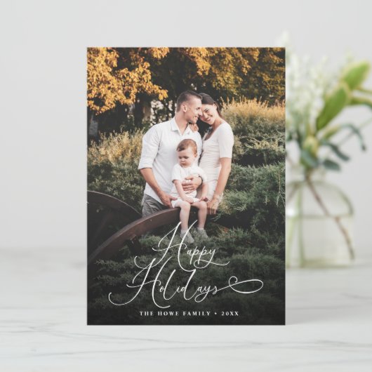 Elegant Script Modern Foto Eucalyptus Traditioneel Feestdagenkaart (Staand voorkant)