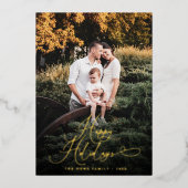 Elegant Script Modern Foto Festive Traditioneel Folie Feestdagenkaart (Voorkant)