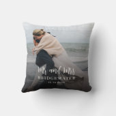 Elegant Script Modern Foto Minimalistisch Kussen (Achterkant)