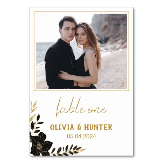 Elegant Script Modern Foto Tafelnummer Huwelijk   (Voorkant)