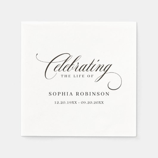 Elegant script Modern Funeral Memorial Servet (Voorkant)