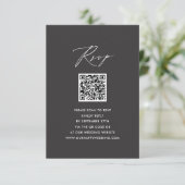 Elegant Script Modern Grijs Eenvoudig QR Bruiloft  RSVP Kaartje (Staand voorkant)