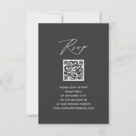 Elegant Script Modern Grijs Eenvoudig QR Bruiloft  RSVP Kaartje