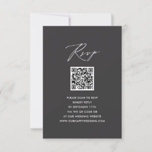 Elegant Script Modern Grijs Eenvoudig QR Bruiloft  RSVP Kaartje