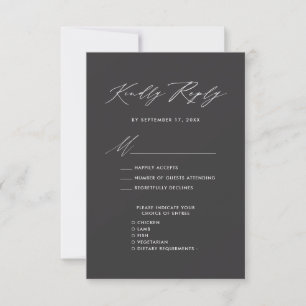 Elegant Script Modern Grijs Minimalistisch Bruilof RSVP Kaartje