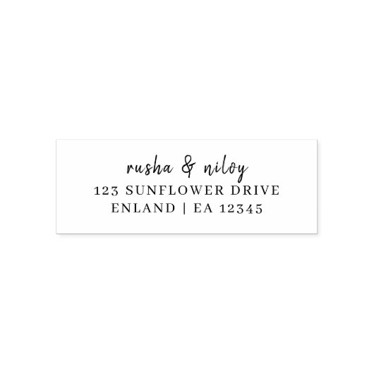 Elegant Script Modern Minimaal Trouwadres Zelfinktende Stempel (Design)